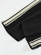 Men's Trendy Breathable Striped Short Sleeve Black / Blue Tracksuit